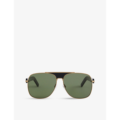 Shop Palm Angels Mens Gold Green Bay Aviator Polyamide, Acetate And Metal Sunglasses