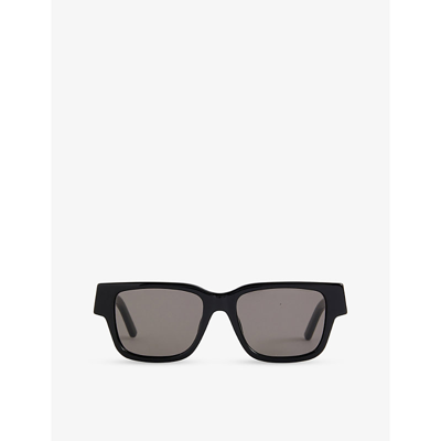 Shop Palm Angels Men's Black Dark Grey Newport Square-frame Acetate Sunglasses