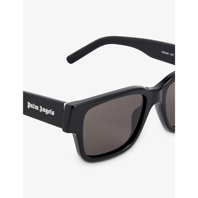 Shop Palm Angels Men's Black Dark Grey Newport Square-frame Acetate Sunglasses