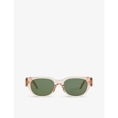 Shop Palm Angels Men's Crystal Peach Green Redondo Translucent Acetate And Metal Sunglasses