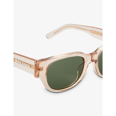 Shop Palm Angels Men's Crystal Peach Green Redondo Translucent Acetate And Metal Sunglasses