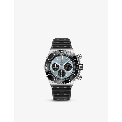 Shop Breitling Mens Ice Blue Black Subs Pb0136251c1s1 Super Chronomat Stainless-steel, Platinum And Rubbe