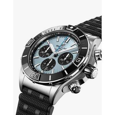 Shop Breitling Mens Ice Blue Black Subs Pb0136251c1s1 Super Chronomat Stainless-steel, Platinum And Rubbe