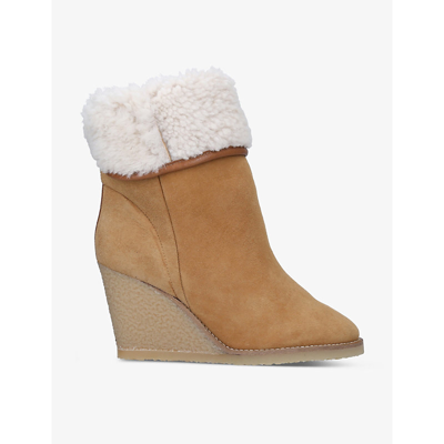 Shop Isabel Marant Totam Contrast-sole Shearling Heeled Boots In Tan