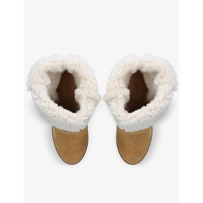 Shop Isabel Marant Totam Contrast-sole Shearling Heeled Boots In Tan