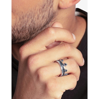 Thomas Sabo Crown Blackened Sterling-silver And Zirconia Ring In Black