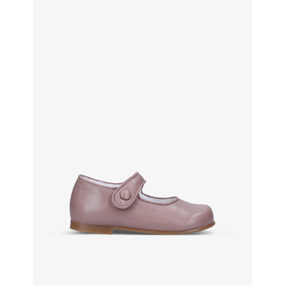 Shop Papouelli Girls Pale Pink Kids Catalina Round-toe Leather Shoes 6 Months - 4 Years