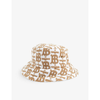 Shop Burberry Monogram-pattern Cotton-towelling Bucket Hat In Camel Ip Pat