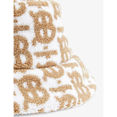 Shop Burberry Monogram-pattern Cotton-towelling Bucket Hat In Camel Ip Pat