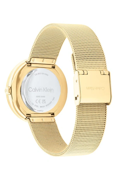 Shop Calvin Klein Twisted Crystal Mesh Strap Watch, 34mm In Goldtone/ Stainless Steel