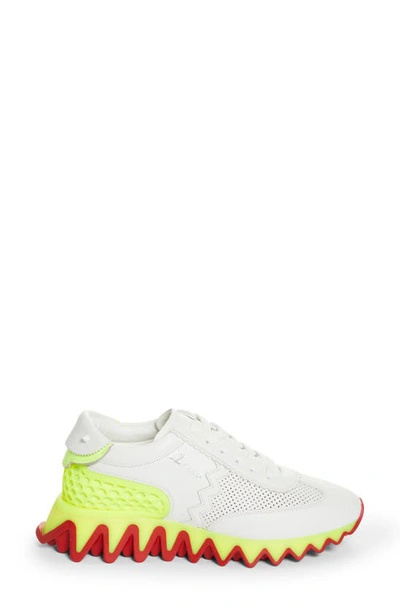 Shop Christian Louboutin Loubishark Sneaker In Bianco/ Fluo Yellow