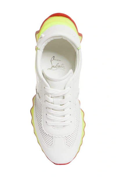 Shop Christian Louboutin Loubishark Sneaker In Bianco/ Fluo Yellow