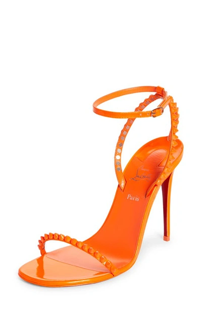 Shop Christian Louboutin So Me Studded Ankle Strap Sandal In Fluo Orange