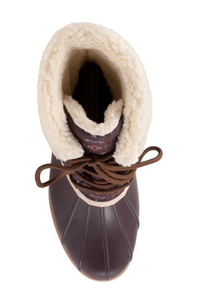 Shop Pendleton Faux Shearling Lined Waterproof Duck Boot In Brown