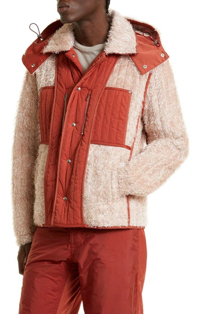 Shop Craig Green Fluffy Reversible Worker Jacket In Red/ Pink