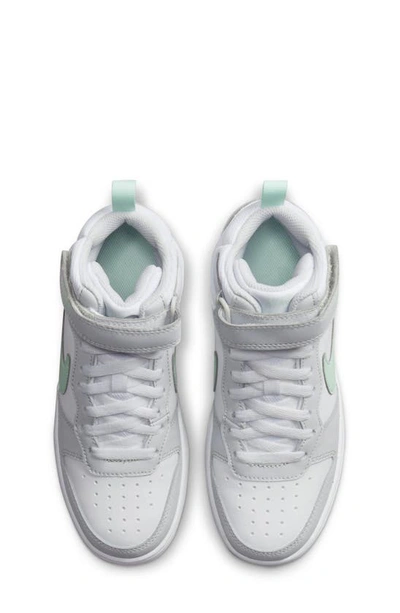 Shop Nike Court Borough Mid 2 Basketball Shoe In Pure Platinum/ Mint/ White