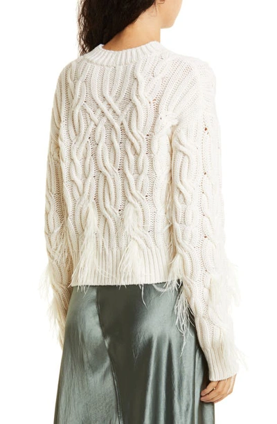 Shop Vince Feather Cable Stitch Wool & Cashmere Sweater In Cream