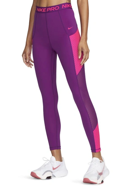 Nike Women's Pro High-waisted 7/8 Leggings With Pockets In Purple | ModeSens