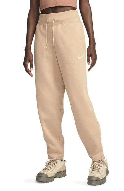 Shop Nike Sportswear Phoenix Fleece High Rise Sweatpants In Hemp/ Sail