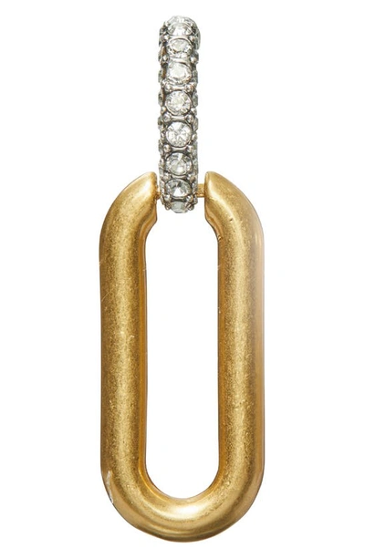 Shop Tory Burch Roxanne Link Earrings In Antque Pew/tory Gold/crystal