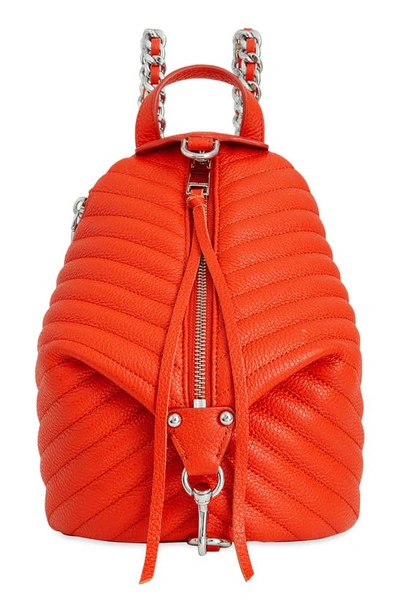 Shop Rebecca Minkoff Julian Small Chevron Quilted Leather Backpack In Coral