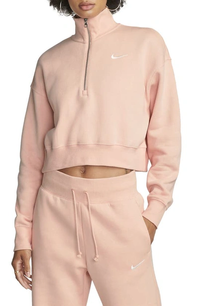 Shop Nike Sportswear Phoenix Fleece Crop Sweatshirt In Arctic Orange/ Sail