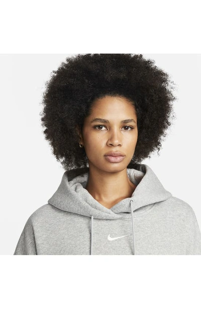 Shop Nike Sportswear Phoenix Fleece Pullover Hoodie In Dark Grey Heather/ Sail