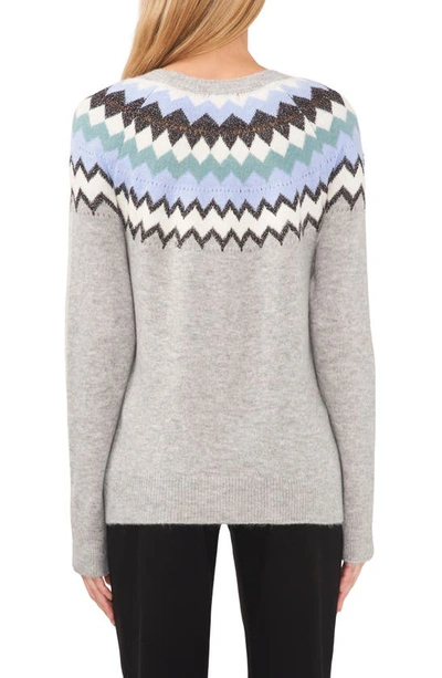 Shop Halogen Zigzag Crewneck Sweater In Medium Heather Grey