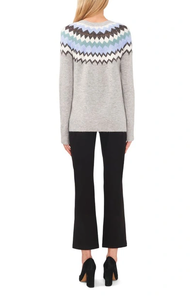 Shop Halogen Zigzag Crewneck Sweater In Medium Heather Grey