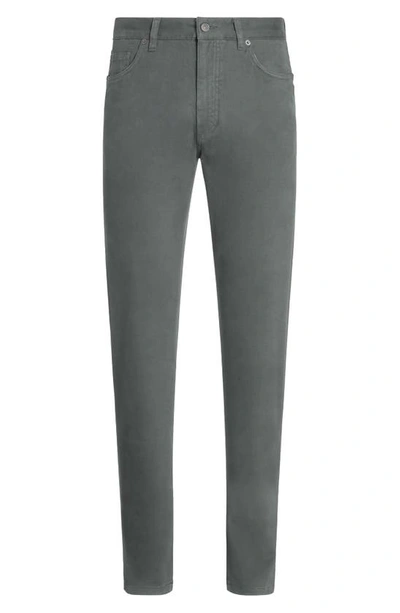 Zegna City Fit Stretch Cotton Pants In Grey