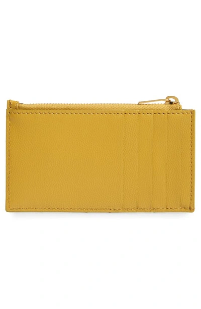 Shop Saint Laurent Cassandre Matelassé Fragments Leather Zip Card Case In Chartreuse