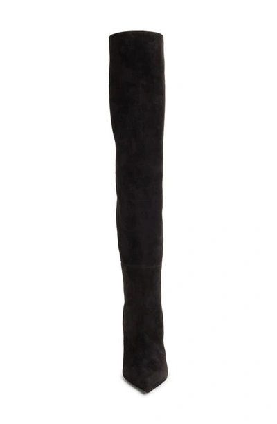 Shop Christian Louboutin Lipbotta Suede Over The Knee Boot In Black/ Gold