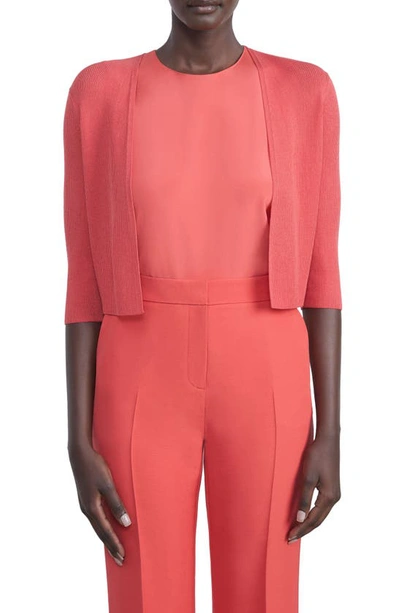 Shop Lafayette 148 Open Front Crop Cardigan In Vibrant Coral