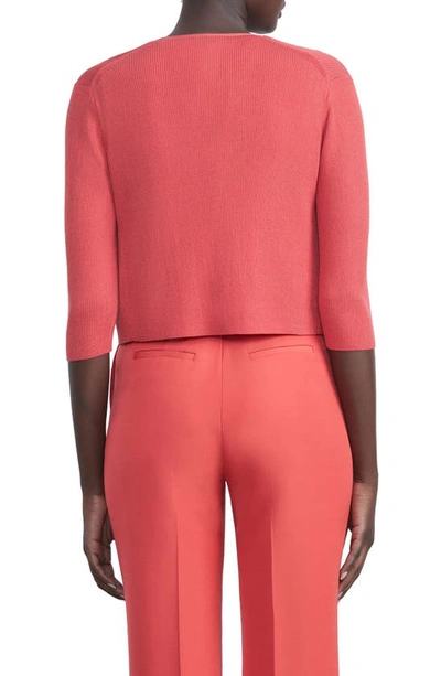Shop Lafayette 148 Open Front Crop Cardigan In Vibrant Coral