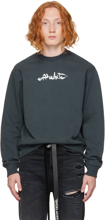 Shop Off-white Gray Paint Arrow Sweatshirt In Outerspace