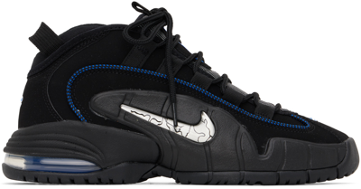 Shop Nike Black Air Max Penny Sneakers In Black/metallic Silve