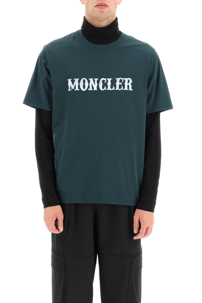 Shop Moncler Genius Moncler X Fragment Logo Print T-shirt In Green