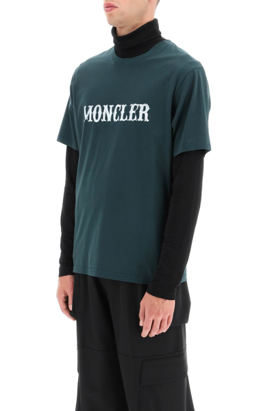 Shop Moncler Genius Moncler X Fragment Logo Print T-shirt In Green