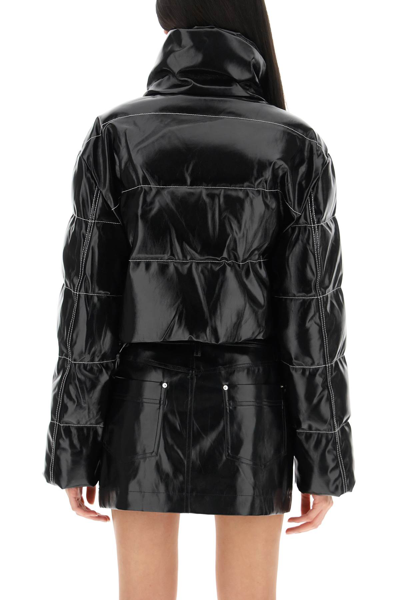 Shop Staud Vegan Leather 'ace' Cropped Down Jacket In Black