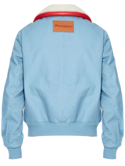 Shop Jw Anderson Blue Cotton Bumper-tube Jacket In Celeste
