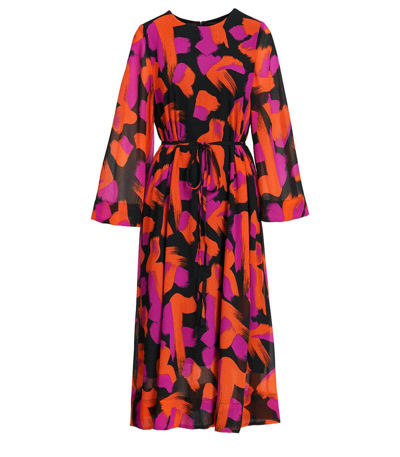 Shop Essentiel Antwerp Cartwheel Black Orange Purple Dress In Black / Multicolor