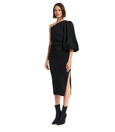Shop Essentiel Antwerp Cucaracha Black One-shoulder Dress In Nero