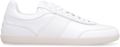 Shop Tod's Tabs Leather Low-top Sneakers In White