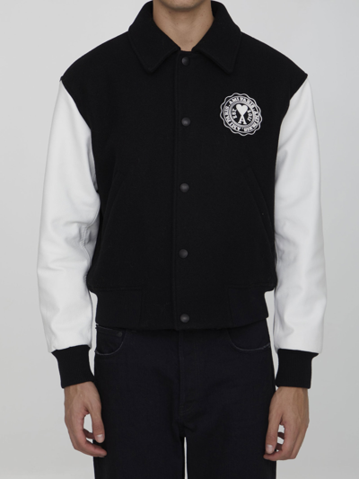 Shop Ami Alexandre Mattiussi Ami De Coeur Teddy Jacket In Black/white