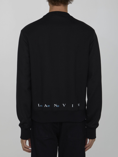 Shop Lanvin Printed Black Sweatshirt