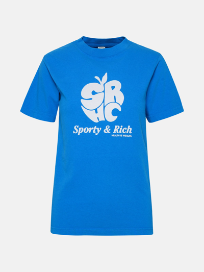 Shop Sporty And Rich T-shirt Apple In Light Blue