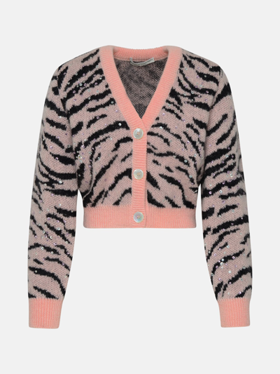 Shop Alessandra Rich Pink Mohair Blend Cardigan