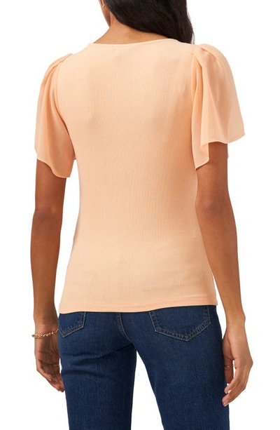 Shop 1.state Flutter Sleeve Rib Knit T-shirt In Orange