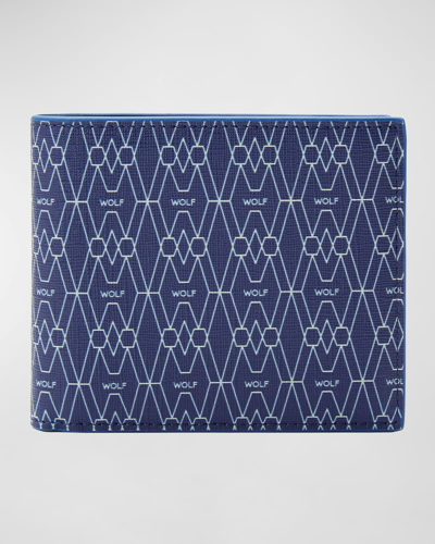 Shop Wolf Men's Vegan Monogram Billfold Wallet W/ Coin Pocket In Blue