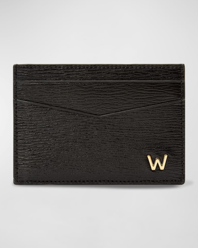 Shop Wolf Men's W-plaqué Recycled Leather Card Holder In Black